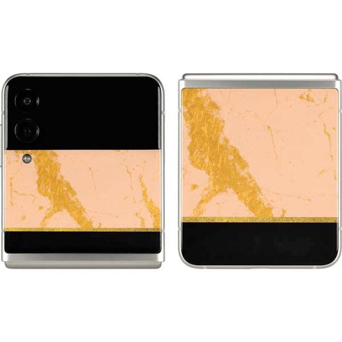 Pink Gold and Black Marble Galaxy Z Flip3 5G Skin