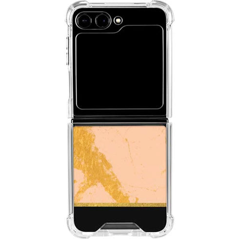 Pink Gold and Black Marble Galaxy Z Flip5 5G Clear Case