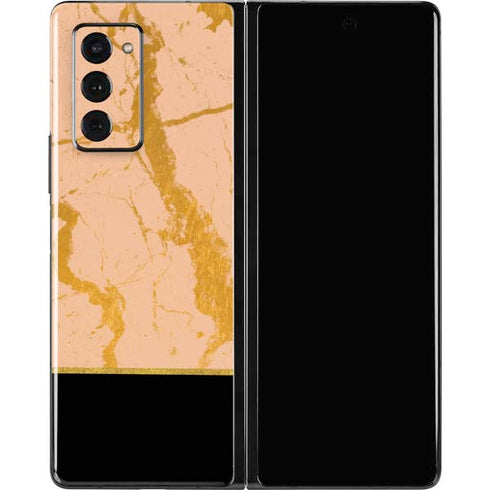 Pink Gold and Black Marble Galaxy Z Fold2 5G Skin
