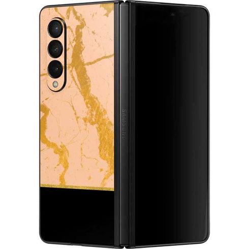 Pink Gold and Black Marble Galaxy Z Fold3 5G Skin