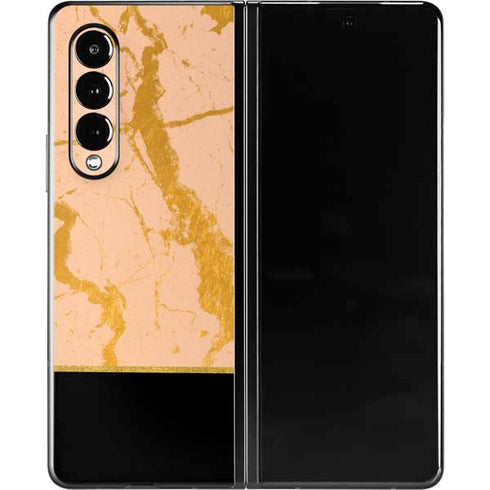 Pink Gold and Black Marble Galaxy Z Fold3 5G Skin