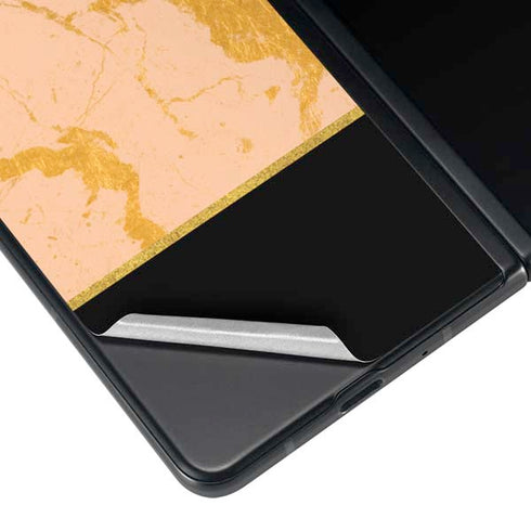 Pink Gold and Black Marble Galaxy Z Fold3 5G Skin