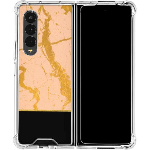 Pink Gold and Black Marble Galaxy Z Fold4 5G Clear Case