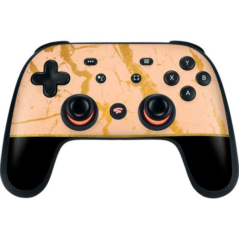 Pink Gold and Black Marble Google Stadia Controller Skin