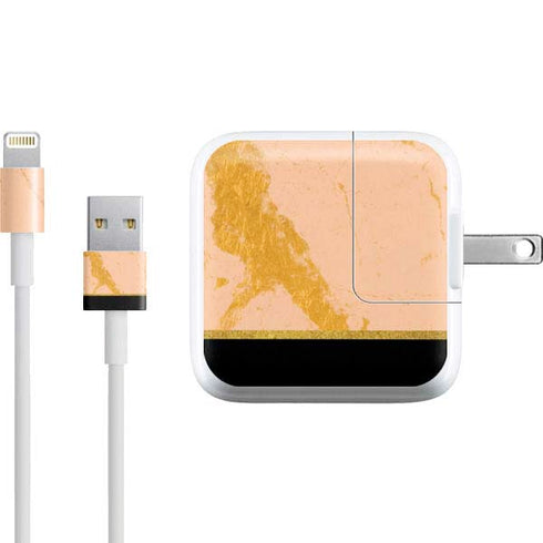 Pink Gold and Black Marble iPad Charger (10W USB) Skin
