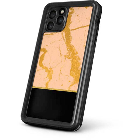 Pink Gold and Black Marble iPhone 11 Pro Waterproof Case