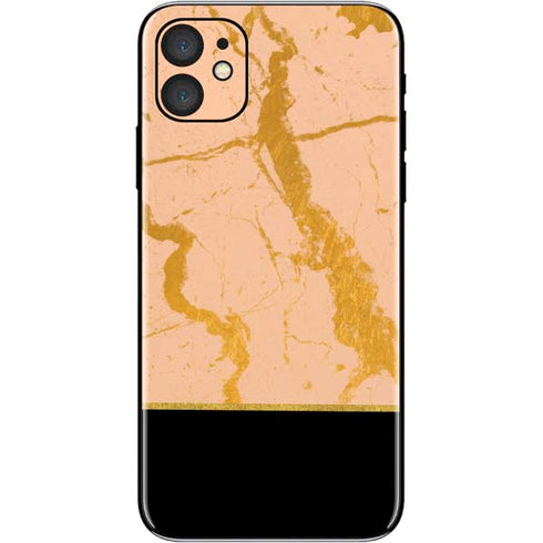 Pink Gold and Black Marble iPhone 11 Skin