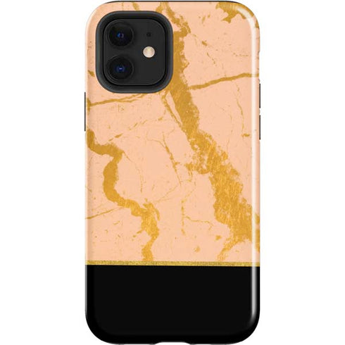 Pink Gold and Black Marble iPhone 12 Impact Case