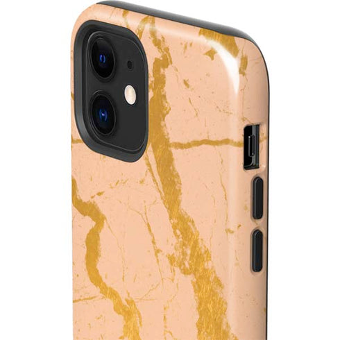 Pink Gold and Black Marble iPhone 12 Impact Case