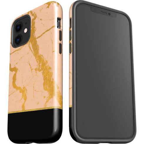 Pink Gold and Black Marble iPhone 12 Impact Case