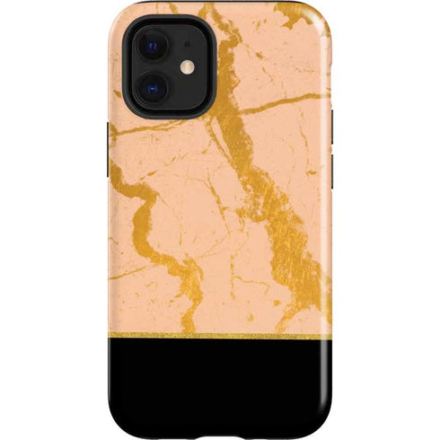 Pink Gold and Black Marble iPhone 12 Mini Impact Case