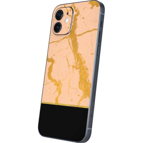 Pink Gold and Black Marble iPhone 12 Mini Skin