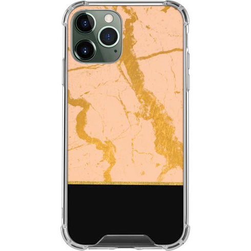 Pink Gold and Black Marble iPhone 12 Pro Clear Case