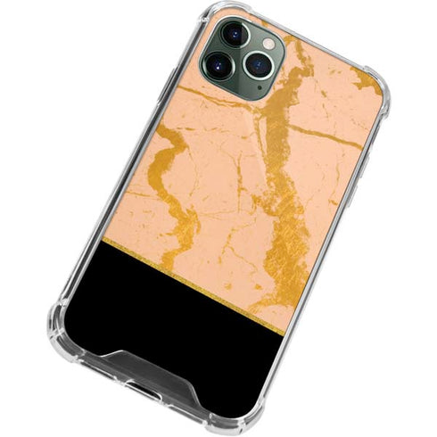 Pink Gold and Black Marble iPhone 12 Pro Clear Case