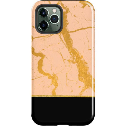 Pink Gold and Black Marble iPhone 12 Pro Impact Case