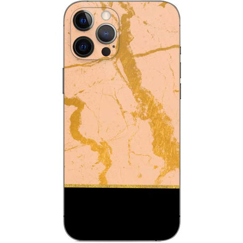 Pink Gold and Black Marble iPhone 12 Pro Max Skin