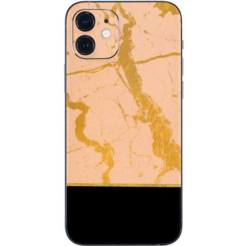 Pink Gold and Black Marble iPhone 12 Skin