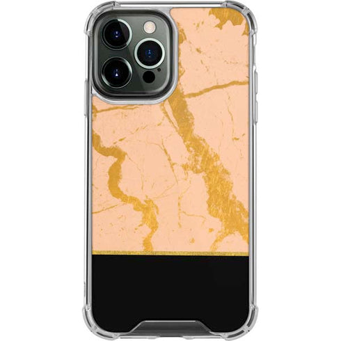 Pink Gold and Black Marble iPhone 13 Pro Max Clear Case