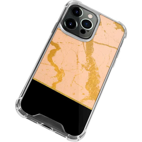 Pink Gold and Black Marble iPhone 13 Pro Max Clear Case