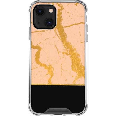 Pink Gold and Black Marble iPhone 14 Clear Case