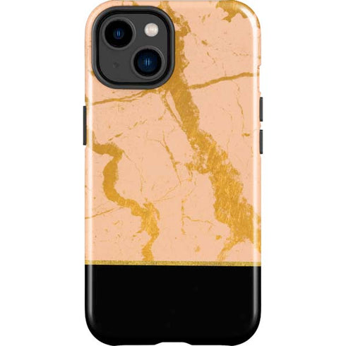 Pink Gold and Black Marble iPhone 14 Plus Impact Case
