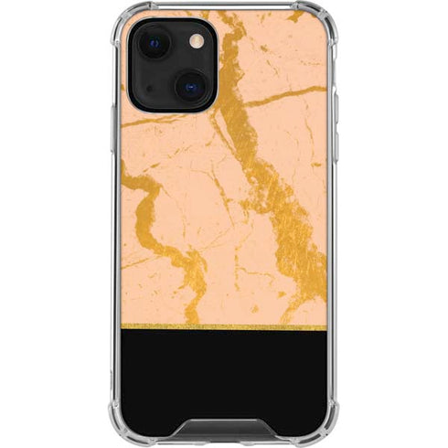 Pink Gold and Black Marble iPhone 14 Plus Clear Case