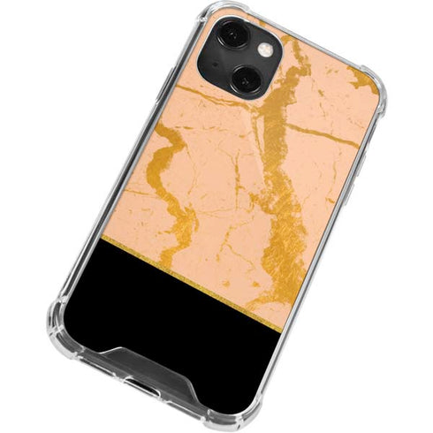 Pink Gold and Black Marble iPhone 14 Plus Clear Case