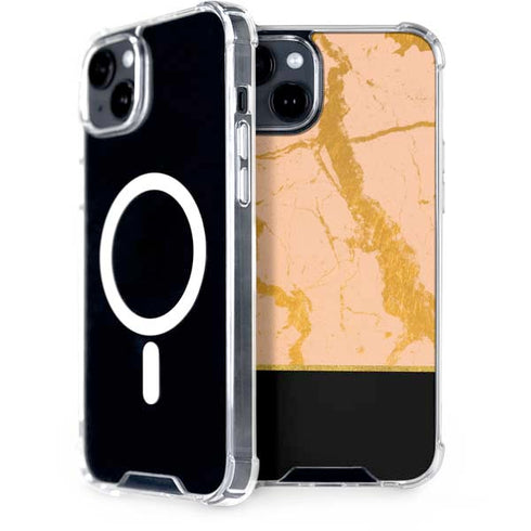 Pink Gold and Black Marble iPhone 15 Plus MagSafe Case