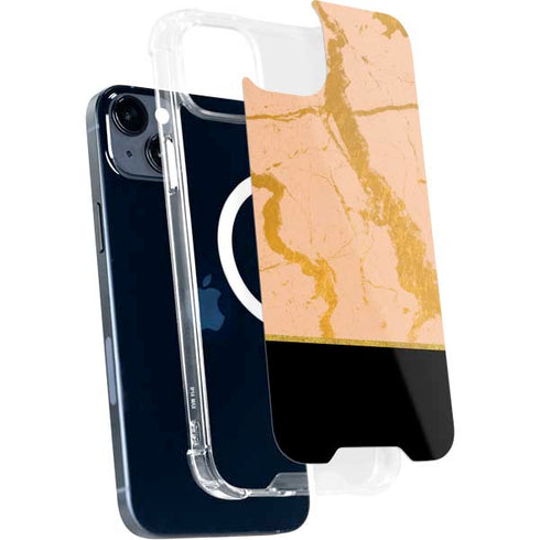 Pink Gold and Black Marble iPhone 15 Plus MagSafe Case