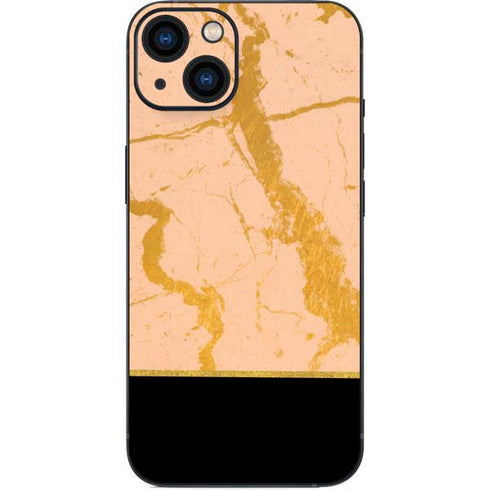 Pink Gold and Black Marble iPhone 15 Plus Skin