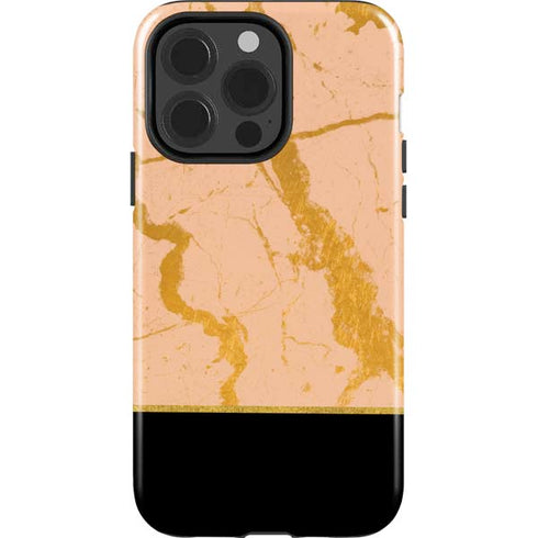 Pink Gold and Black Marble iPhone 14 Pro Impact Case