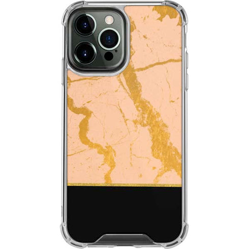 Pink Gold and Black Marble iPhone 15 Pro Max Clear Case