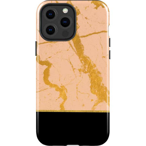 Pink Gold and Black Marble iPhone 15 Pro Max Impact Case