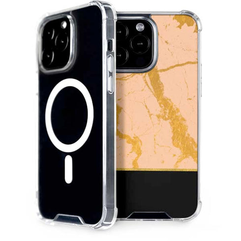 Pink Gold and Black Marble iPhone 14 Pro Max MagSafe Case