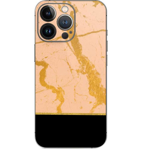 Pink Gold and Black Marble iPhone 14 Pro Skin