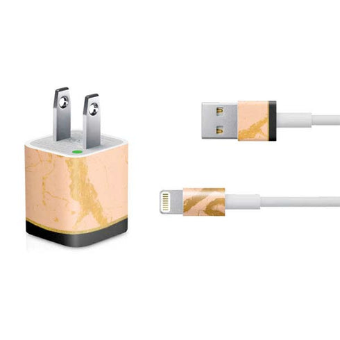 Pink Gold and Black Marble iPhone Charger (5W USB) Skin