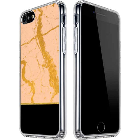 Pink Gold and Black Marble iPhone SE (2nd & 3rd Gen) Clear Case