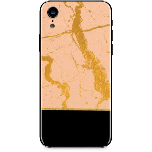 Pink Gold and Black Marble iPhone XR Skin