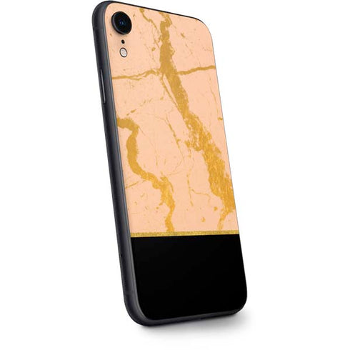 Pink Gold and Black Marble iPhone XR Skin