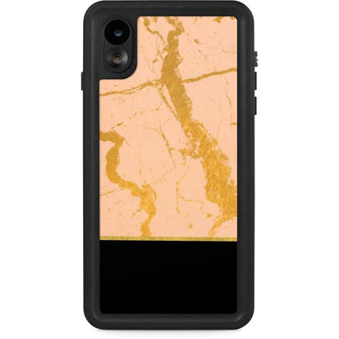 Pink Gold and Black Marble iPhone XR Waterproof Case