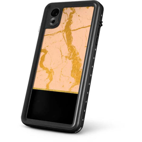 Pink Gold and Black Marble iPhone XR Waterproof Case