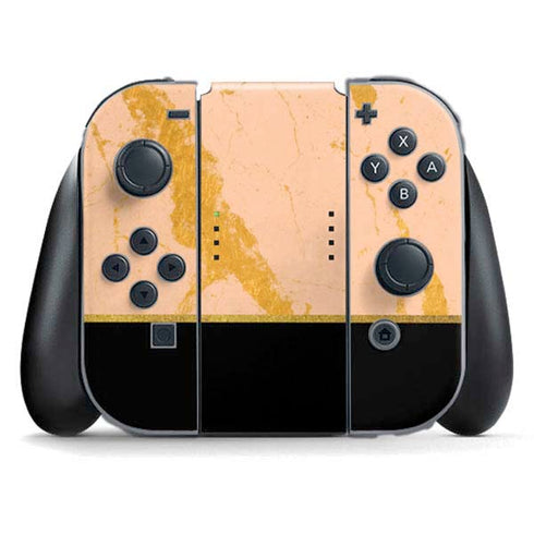 Pink Gold and Black Marble Nintendo Switch (2017-2021) Joy-Con Controller Skin