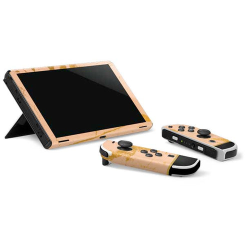 Pink Gold and Black Marble Nintendo Switch OLED (2021) Skin
