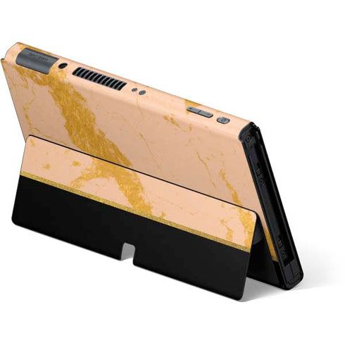 Pink Gold and Black Marble Nintendo Switch OLED (2021) Skin