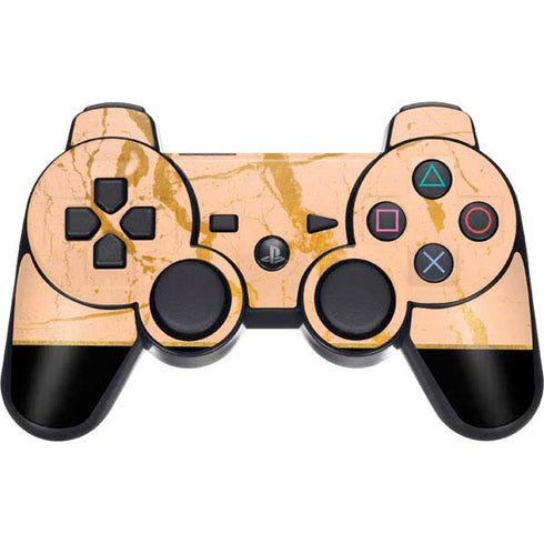 Pink Gold and Black Marble PS3 Dual Shock wireless controller Skin