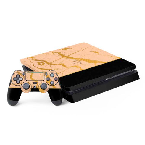 Pink Gold and Black Marble PS4 Slim Bundle Skin