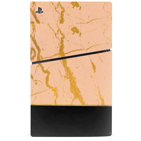 Pink Gold and Black Marble PS5 Slim Disk Bundle Skin
