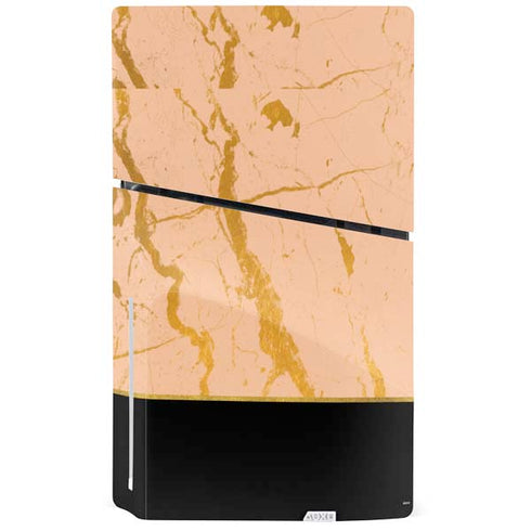 Pink Gold and Black Marble PS5 Slim Disk Bundle Skin