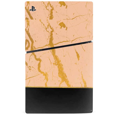 Pink Gold and Black Marble PS5 Slim Digital Edition Bundle Skin