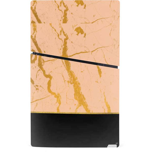 Pink Gold and Black Marble PS5 Slim Digital Edition Bundle Skin